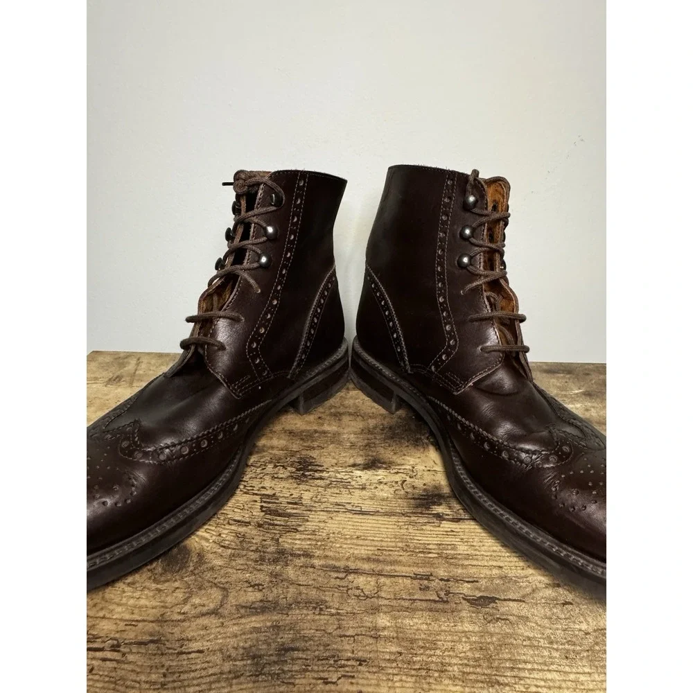 Banana Republic Men's Oxford, Wingtip, Brown Leather Boots-11.5